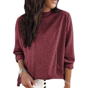 Amazon Basics Burgundy Long-Sleeved T-Shirt Women's Medium​